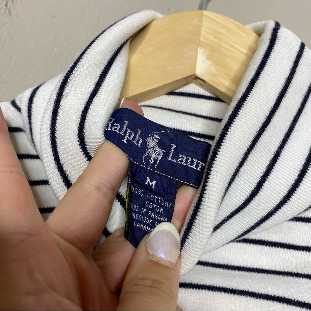 Ralph Lauren Rare 90s Vintage CP RL-93 Nautical Striped Cotton Turtleneck - Picture 3 of 6
